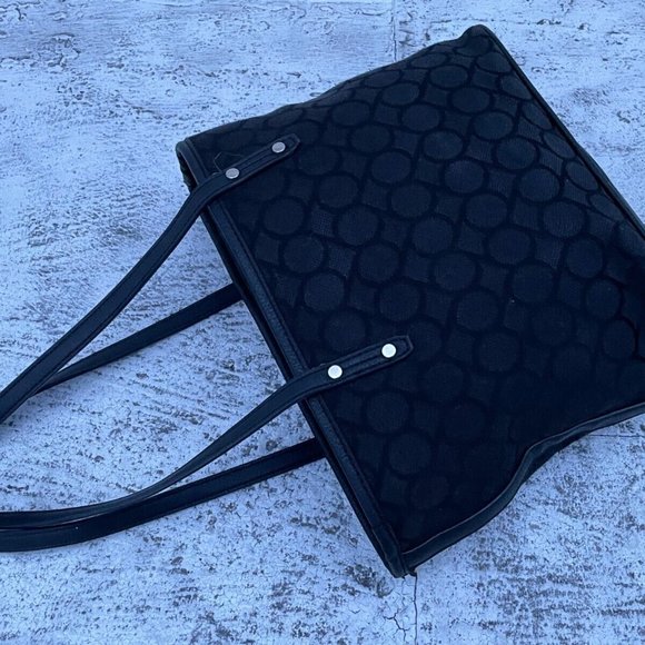 Nine West Women Hand Bag Black Canvas 9 Logo Shoulder Bag - Picture 3 of 10